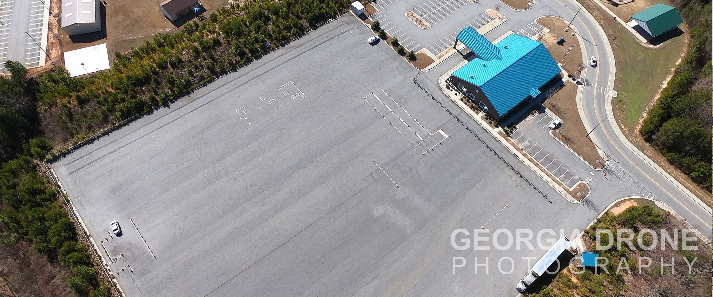 Drone inspection of commercial real estate in Cumming Georgia.
