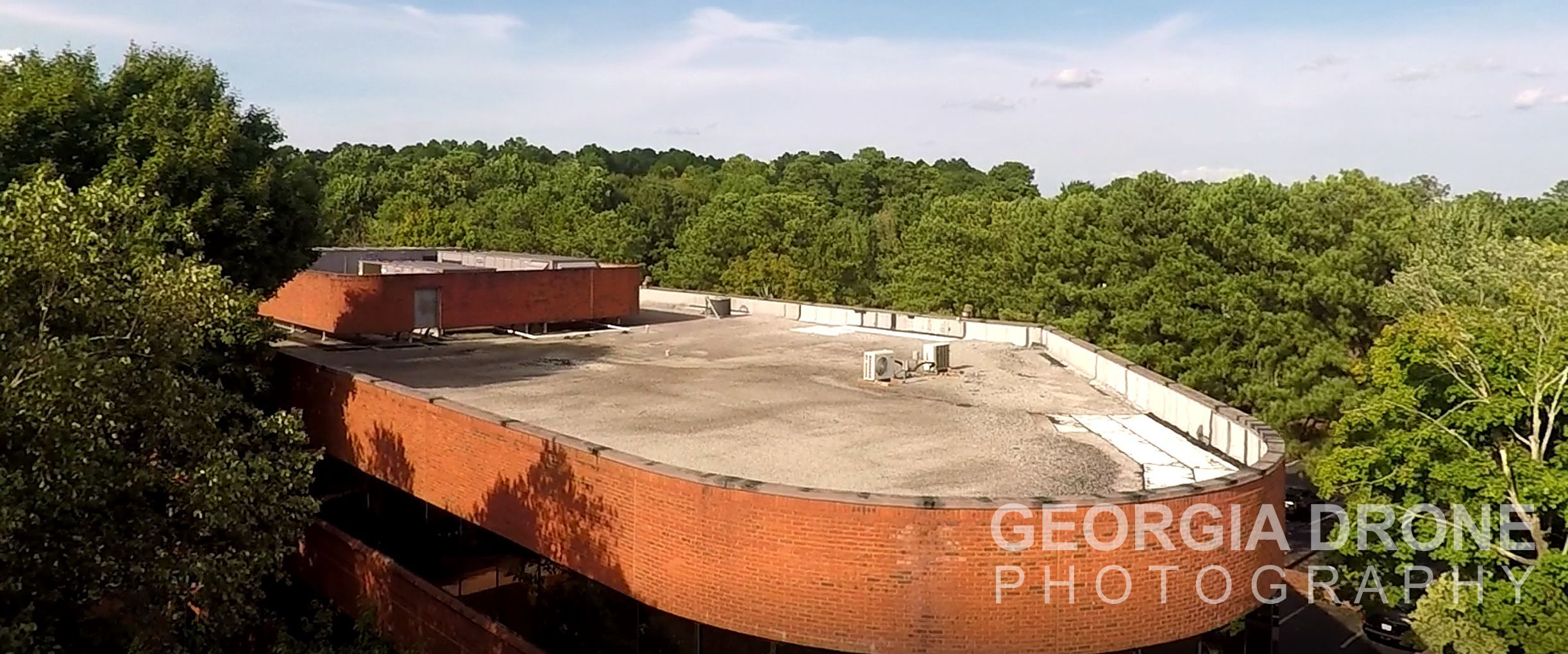 Drone photo of Roswell Georgia roof inspection.